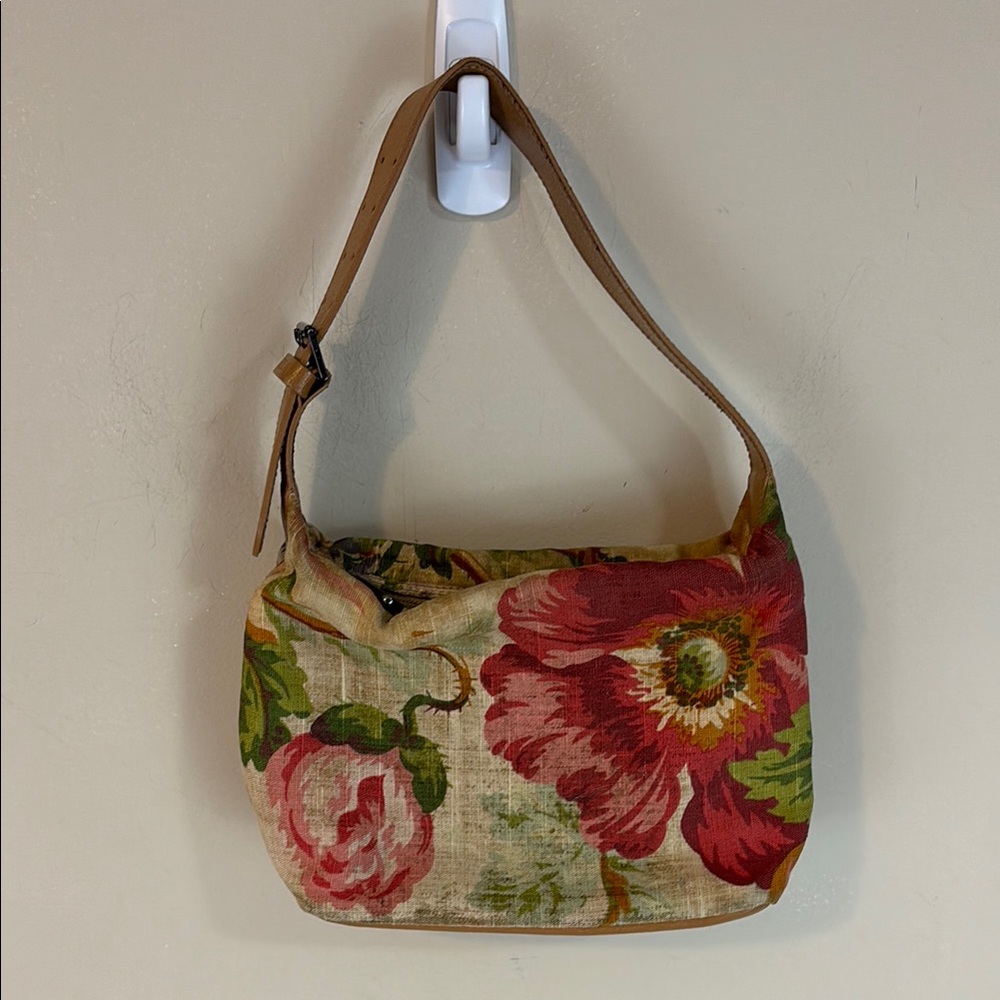 Furla Canvas Floral Adjustable Small Shoulder Bag